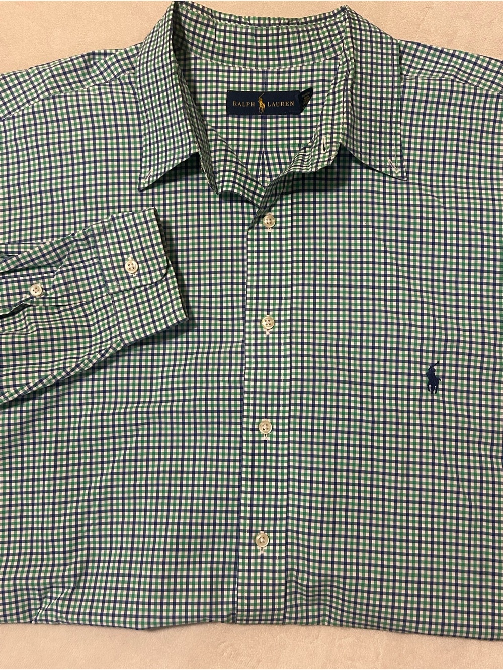 Ralph Lauren Shirt Men 2XLT Big Tall Gingham Micro Check Button Down Plaid Green